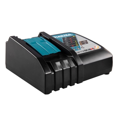 Cargador rápido de baterías 14,4-18V Makita DC18RC - Ventilador de refrigeración, carga en 15-55 min