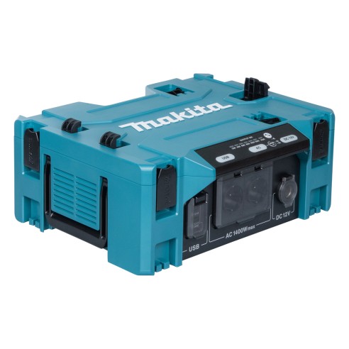 Convertidor de corriente Makita BAC01 - 1400 W, doble aislamiento, 2 tomas AC y USB