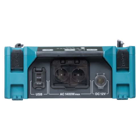 Convertidor de corriente Makita BAC01 - 1400 W, doble aislamiento, 2 tomas AC y USB