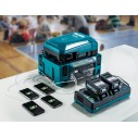 Convertidor de corriente Makita BAC01 - 1400 W, doble aislamiento, 2 tomas AC y USB