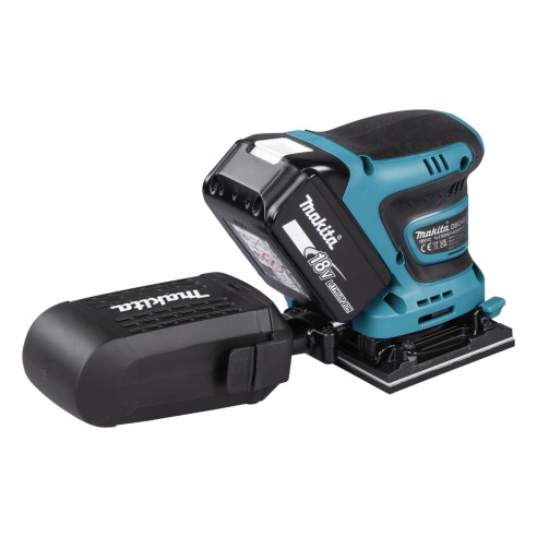 Lijadora orbital a batería Makita DBO481RTJ - 18V, recogida de polvo, freno eléctrico