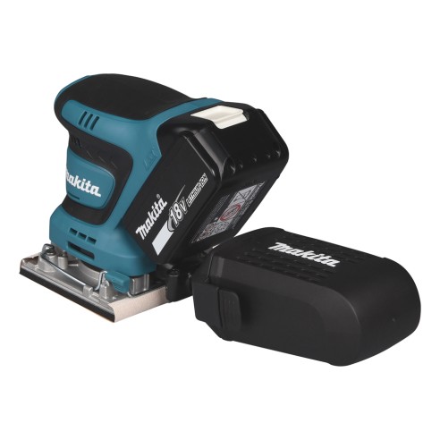 Lijadora orbital Makita DBO482RTJ - 18V, freno eléctrico, recogida de polvo, empuñadura ergonómica