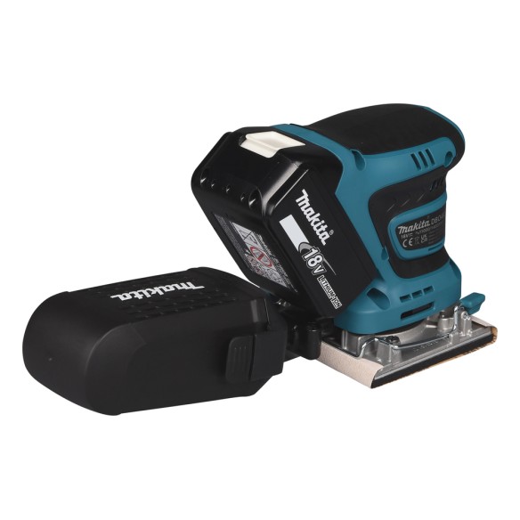 Lijadora orbital Makita DBO482RTJ - 18V, freno eléctrico, recogida de polvo, empuñadura ergonómica Lijadora orbital Makita DBO482RTJ - 18V, freno eléctrico, recogida de polvo, empuñadura ergonómica