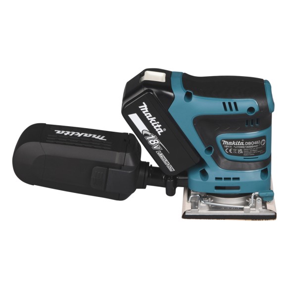 Lijadora orbital Makita DBO482RTJ - 18V, freno eléctrico, recogida de polvo, empuñadura ergonómica Lijadora orbital Makita DBO482RTJ - 18V, freno eléctrico, recogida de polvo, empuñadura ergonómica