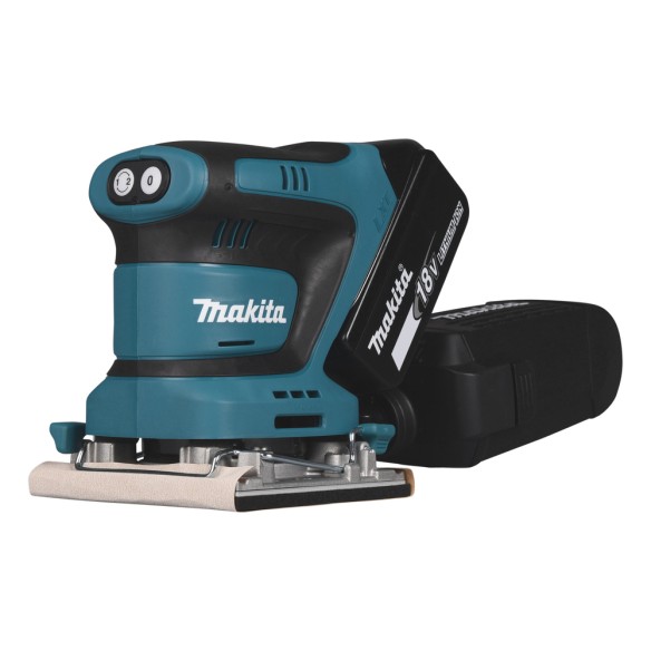 Lijadora orbital Makita DBO482RTJ - 18V, freno eléctrico, recogida de polvo, empuñadura ergonómica Lijadora orbital Makita DBO482RTJ - 18V, freno eléctrico, recogida de polvo, empuñadura ergonómica
