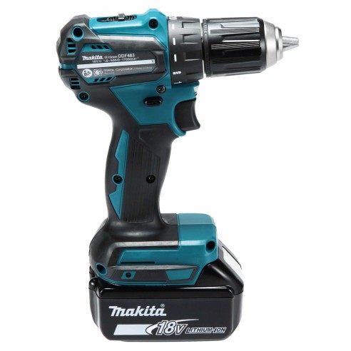 Taladro atornillador Makita DDF483RFE - 18V, motor sin escobillas, 2 velocidades, luz LED