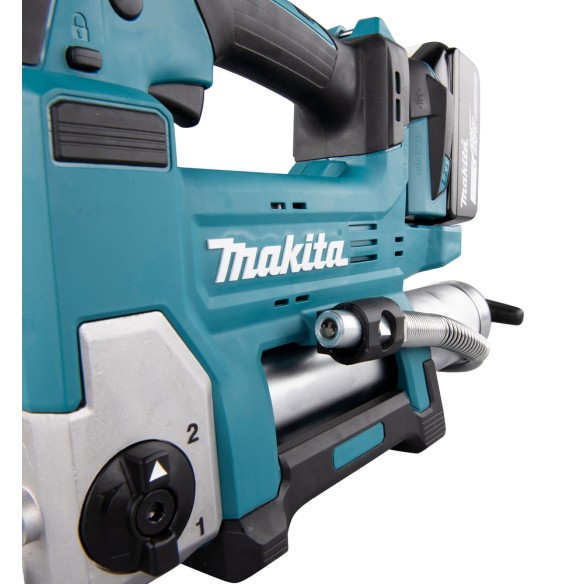 Engrasadora Makita DGP180RT - 18V, 690 bar, velocidad variable y manguera de 1,2 m Engrasadora Makita DGP180RT - 18V, 690 bar, velocidad variable y manguera de 1,2 m