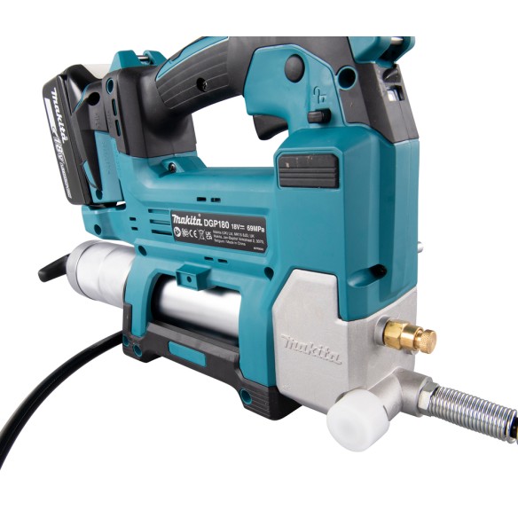 Engrasadora Makita DGP180RT - 18V, 690 bar, velocidad variable y manguera de 1,2 m Engrasadora Makita DGP180RT - 18V, 690 bar, velocidad variable y manguera de 1,2 m