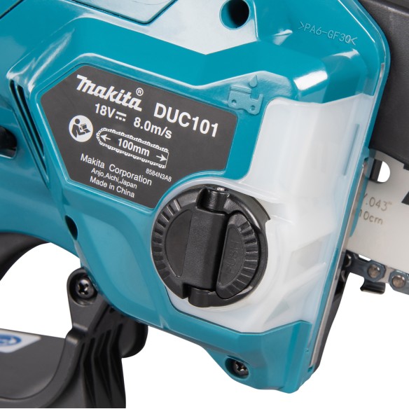 Sierra de poda Makita DUC101SF 18V - Ligera, 10 cm guía, lubricación automática, motor sin escobillas Sierra de poda Makita DUC101SF 18V - Ligera, 10 cm guía, lubricación automática, motor sin escobillas