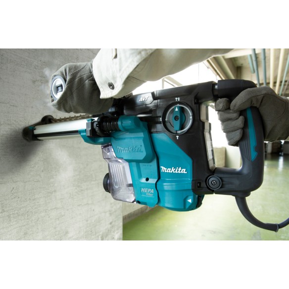 Martillo combinado Makita HR3011FCJ - 1050 W, SDS-PLUS, 30 mm, sistema antivibración Martillo combinado Makita HR3011FCJ - 1050 W, SDS-PLUS, 30 mm, sistema antivibración