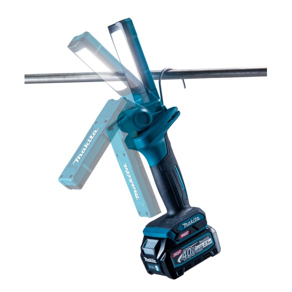 Linterna de trabajo Makita ML006GX - 40Vmax, 500 lúmenes, con cabezal plegable y gancho retráctil Linterna de trabajo Makita ML006GX - 40Vmax, 500 lúmenes, con cabezal plegable y gancho retráctil