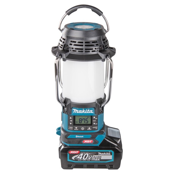 Lámpara de camping Makita MR010G - 40Vmax, 1000 lx, Bluetooth y radio FM, resistente al agua Lámpara de camping Makita MR010G - 40Vmax, 1000 lx, Bluetooth y radio FM, resistente al agua