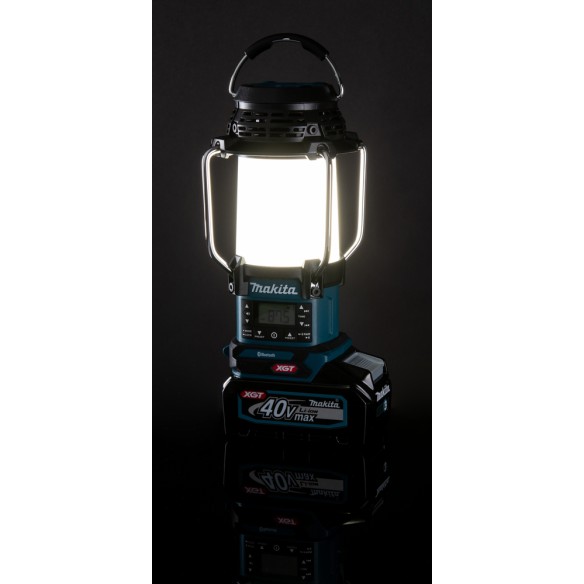 Lámpara de camping Makita MR010G - 40Vmax, 1000 lx, Bluetooth y radio FM, resistente al agua Lámpara de camping Makita MR010G - 40Vmax, 1000 lx, Bluetooth y radio FM, resistente al agua