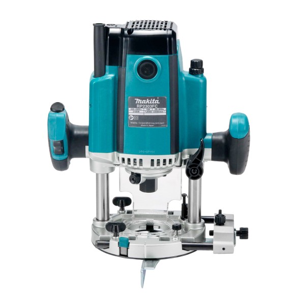 Fresadora de superficie Makita RP2303FC07 - 2100 W, ajuste rápido de profundidad, freno eléctrico