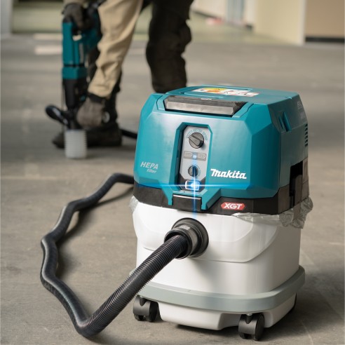 Aspirador a batería Makita VC004GLZ01 - 40Vmax - Filtro HEPA - 15 L - Tecnología AWS - Sin baterías ni cargador