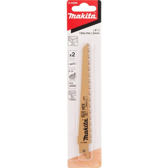 D-53089 Hoja de sierra de sable , 150mm, 6 TPI, 2pcs D-53089 Hoja de sierra de sable , 150mm, 6 TPI, 2pcs