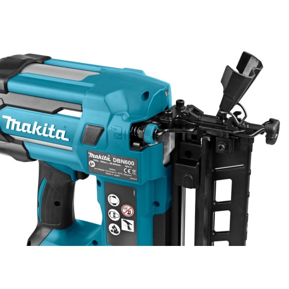 Clavadora neumática Makita DBN600Z 18V - clavos de 25-64mm, ajuste de profundidad, luz LED - Sin batería ni cargador ni maletín Clavadora neumática Makita DBN600Z 18V - clavos de 25-64mm, ajuste de profundidad, luz LED - Sin batería ni cargador ni maletín