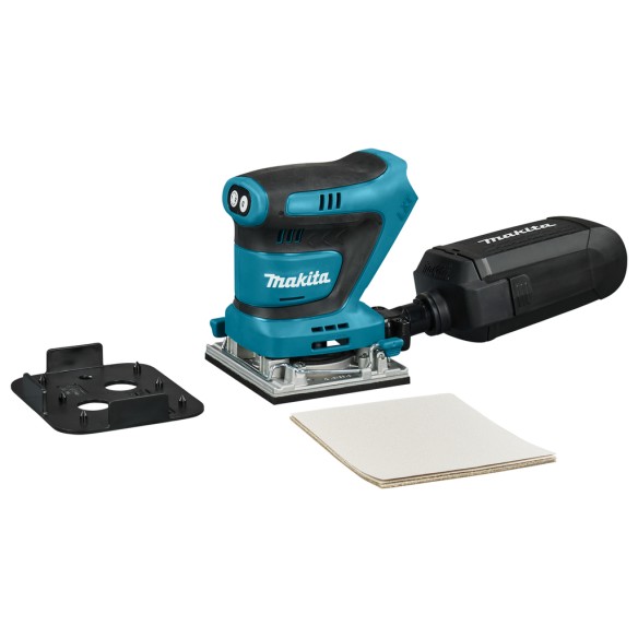 Lijadora orbital a batería Makita DBO482Z - 18V, freno eléctrico, recogida de polvo - Sin batería ni cargador ni maletín