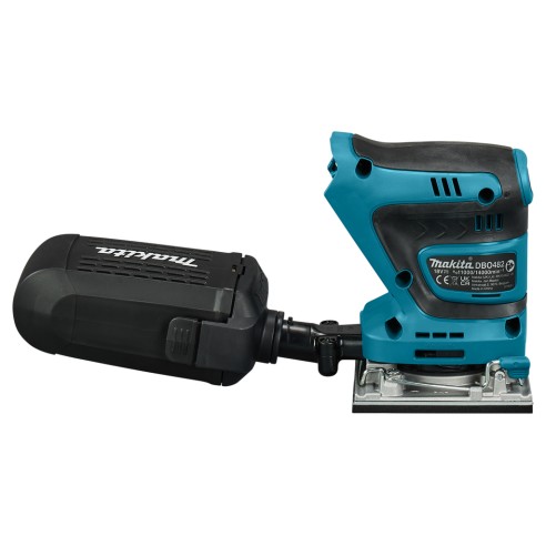 Lijadora orbital a batería Makita DBO482Z - 18V, freno eléctrico, recogida de polvo - Sin batería ni cargador ni maletín