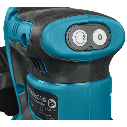 Lijadora orbital a batería Makita DBO482Z - 18V, freno eléctrico, recogida de polvo - Sin batería ni cargador ni maletín