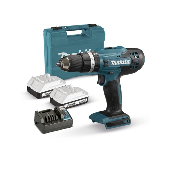 Taladro Percutor Makita HP488D006 - 18V - 2 baterías 2Ah con cargador y maletín