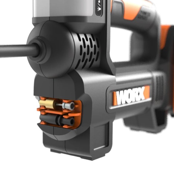 Inflador y linterna 20V Worx | PowerShare | WX092-1 batería 2Ah y cargador | 4 Funciones, luz LED | Boquillas de inflar para bal