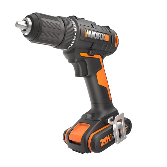 Taladro atornillador 20V Máx. Worx | PowerShare |WX108 ligero |2 baterías 2Ah, cargador y maletín | Portabrocas 13mm, 45Nm | Luz