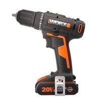 Taladro atornillador 20V Máx. Worx | PowerShare |WX108 ligero |2 baterías 2Ah, cargador y maletín | Portabrocas 13mm, 45Nm | Luz 2
