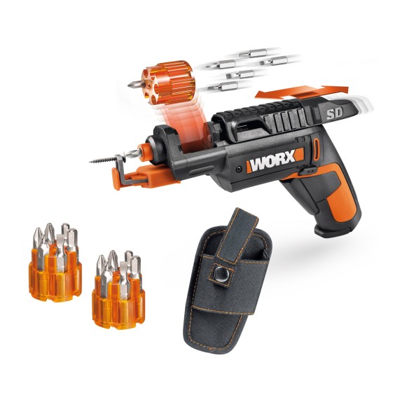 WORX WX255 | Atornillador 4V | Cambio automático de puntas | Adaptador sujeta tornillos | Incluye kit de puntas |  luz LED | Lig
