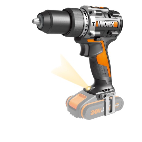 Taladro Percutor Brushless 20V Worx | PowerShare |WX352.9 - Sin batería, ni cargador | motor sin escobillas, portabrocas de 13 m