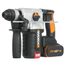 WORX, Martillo sds-plus Brushless 3 funciones 2,2J 20 V Worx, PowerShare, WX380, Incluye 2 baterías 4 Ah, Cargador y maletín, Mo