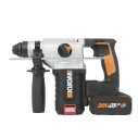 WORX, Martillo sds-plus Brushless 3 funciones 2,2J 20 V Worx, PowerShare, WX380, Incluye 2 baterías 4 Ah, Cargador y maletín, Mo