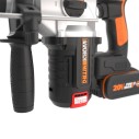 WORX, Martillo sds-plus Brushless 3 funciones 2,2J 20 V Worx, PowerShare, WX380, Incluye 2 baterías 4 Ah, Cargador y maletín, Mo