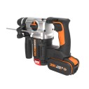 WORX, Martillo sds-plus Brushless 3 funciones 2,2J 20 V Worx, PowerShare, WX380, Incluye 2 baterías 4 Ah, Cargador y maletín, Mo