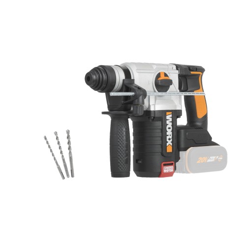 WORX, Martillo Brushless 3 funciones 2,2J 20 V Worx, PowerShare, WX380,9, Sin batería ni cargador, Motor sin escobillas, Control