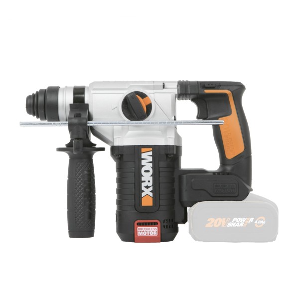 WORX, Martillo Brushless 3 funciones 2,2J 20 V Worx, PowerShare, WX380,9, Sin batería ni cargador, Motor sin escobillas, Control WORX, Martillo Brushless 3 funciones 2,2J 20 V Worx, PowerShare, WX380,9, Sin batería ni cargador, Motor sin escobillas, Control
