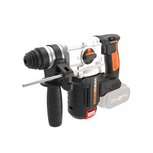 WORX, Martillo Brushless 3 funciones 2,2J 20 V Worx, PowerShare, WX380,9, Sin batería ni cargador, Motor sin escobillas, Control WORX, Martillo Brushless 3 funciones 2,2J 20 V Worx, PowerShare, WX380,9, Sin batería ni cargador, Motor sin escobillas, Control