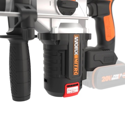 WORX, Martillo Brushless 3 funciones 2,2J 20 V Worx, PowerShare, WX380,9, Sin batería ni cargador, Motor sin escobillas, Control