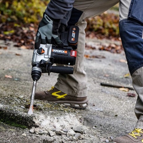 WORX, Martillo Brushless 3 funciones 2,2J 20 V Worx, PowerShare, WX380,9, Sin batería ni cargador, Motor sin escobillas, Control