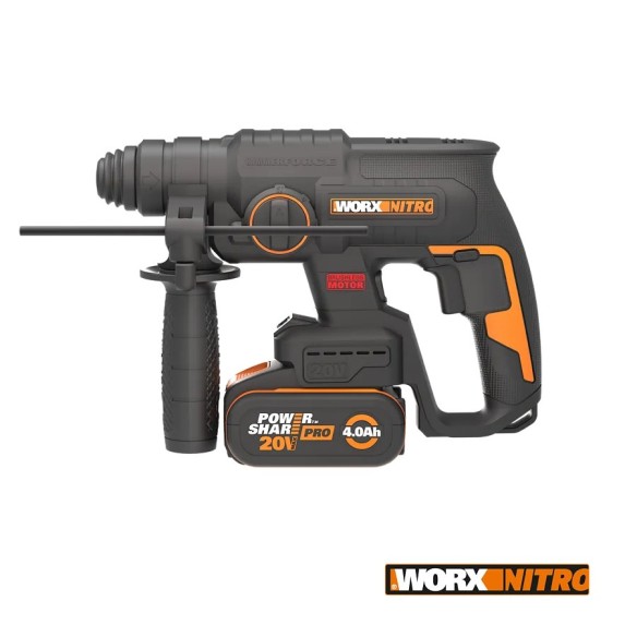 Martillo Combinado SDS-PLUS a Bateria WORX WX381 - 2J - Brushless - 20V - Incluye 1 Batería 4Ah, Cargador y Maletín
