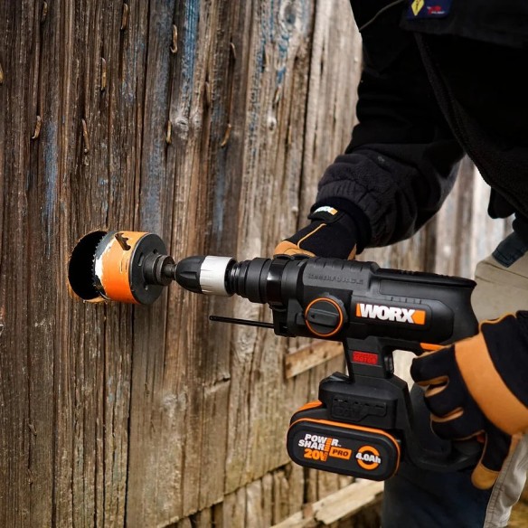 Martillo Combinado SDS-PLUS a Bateria WORX WX381 - 2J - Brushless - 20V - Incluye 1 Batería 4Ah, Cargador y Maletín