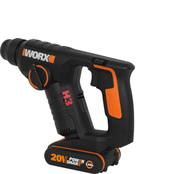 Martillo, Taladro y Atornillador a Batería Worx H3 - WX394.6 - 1,5J - 20V - Incluye 2 Baterías 2Ah, Cargador y Maletín