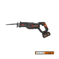 Sierra sable Brushless 20V Worx | PowerShare | WX516 - 1 batería 4Ah | Motor sin escobillas, patín pivotante ajustable, cambio  2