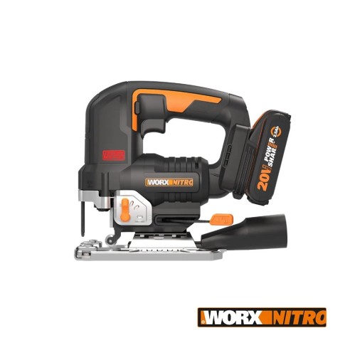 Sierra de calar 20V Worx | Power Share| WX542  Potente motor sin escobillas |1 batería de 2Ah, cargador y maletín | 3 posiciones