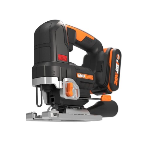 Sierra de calar 20V Worx | Power Share| WX542  Potente motor sin escobillas |1 batería de 2Ah, cargador y maletín | 3 posiciones