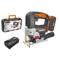 Sierra de calar 20V Worx | PowerShare | WX543 - 1 batería 2Ah | péndulo de 4 posiciones, cambio rápido de hoja, profundidad de c
