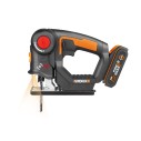 WORX WX550 Sierra sable y de calar 2 en 1 20V PowerShare, Batería 2Ah, Cambio de cuchilla sin herramientas, Velocidad variable, 