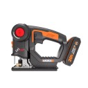 WORX WX550 Sierra sable y de calar 2 en 1 20V PowerShare, Batería 2Ah, Cambio de cuchilla sin herramientas, Velocidad variable, 