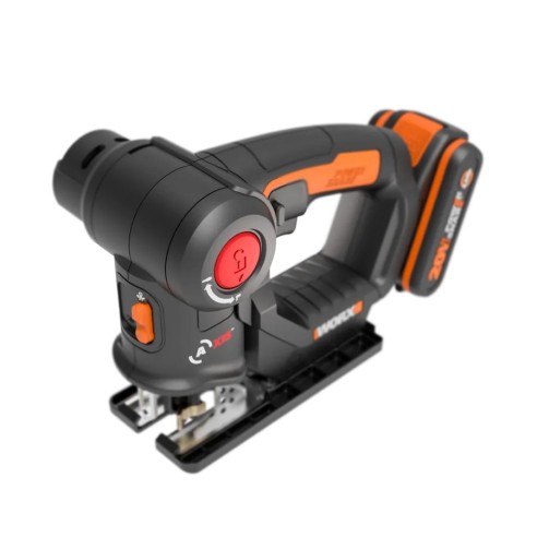 WORX WX550 Sierra sable y de calar 2 en 1 20V PowerShare, Batería 2Ah, Cambio de cuchilla sin herramientas, Velocidad variable,
