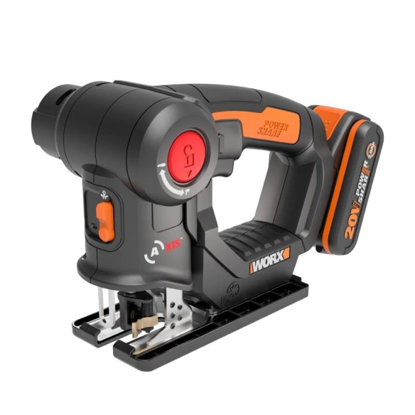 WORX WX550 Sierra sable y de calar 2 en 1 20V PowerShare, Batería 2Ah, Cambio de cuchilla sin herramientas, Velocidad variable,  WORX WX550 Sierra sable y de calar 2 en 1 20V PowerShare, Batería 2Ah, Cambio de cuchilla sin herramientas, Velocidad variable,